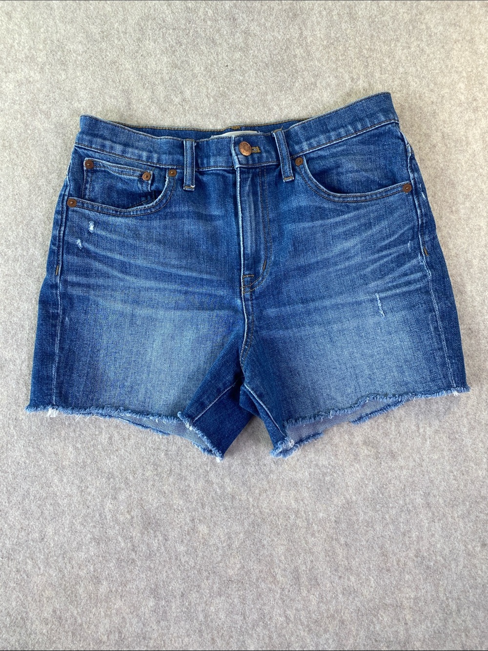 Madewell Classic High-Rise Denim Cutoff Shorts Blue Distressed Size 27